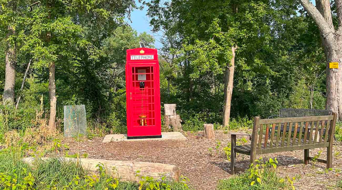 The red telephone booth at Canal Shores Golf Club in Evanston, Ill.